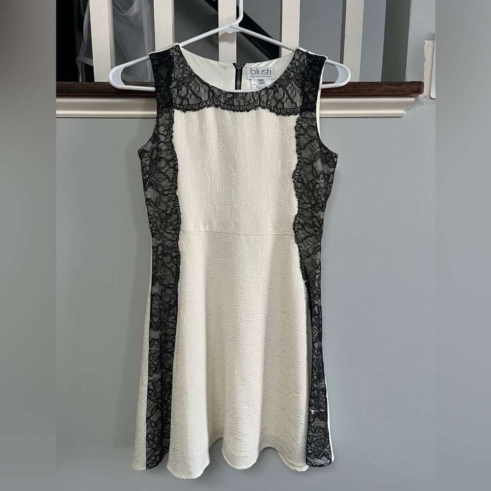 Blush Girls Black and White Lace Dress